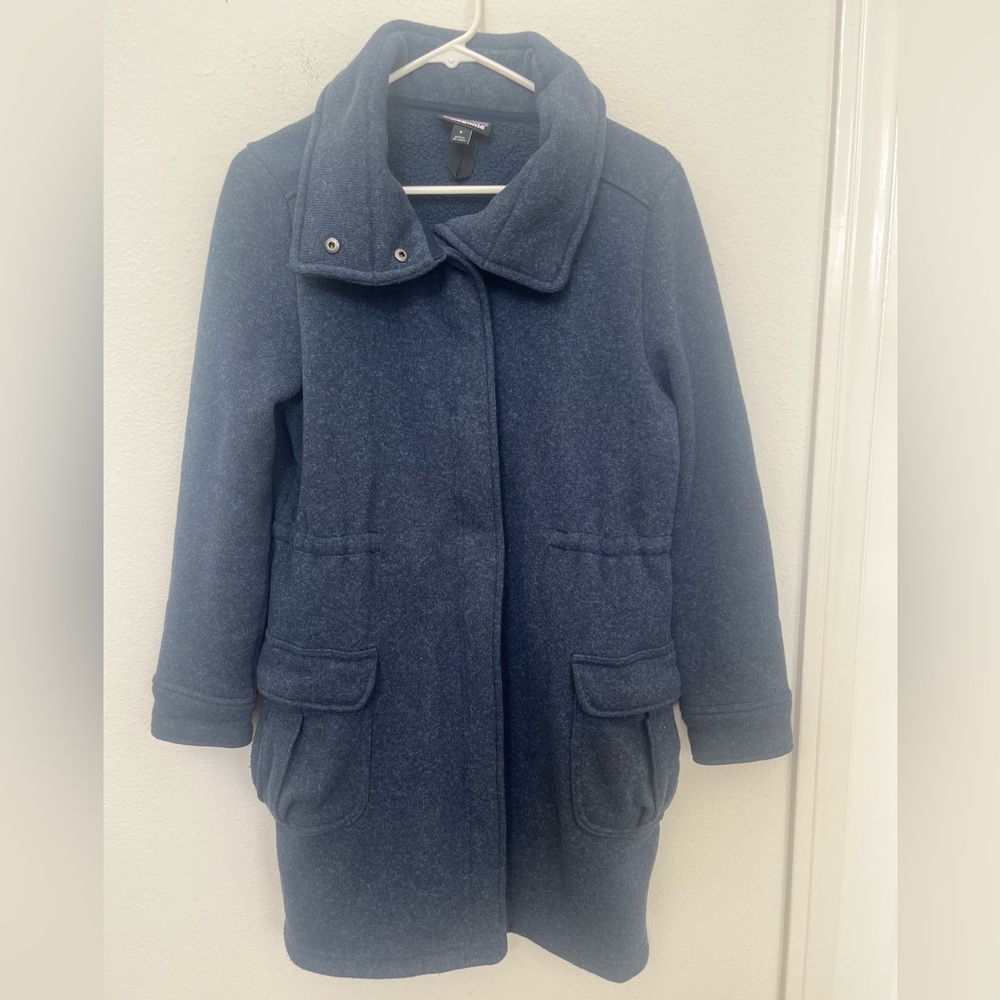 Patagonia Common Thread Blu Coat S Poly knit fleece line Full Zip Adj Waist MINT